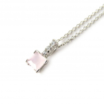 Les Tr&eacute;sors De Lily [N6847] - Collier Argent 'Sissi' rose blanc (rhodi&eacute;) h&otilde;be