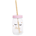 Les Tr&eacute;sors De Lily [Q9998] - Mason jar verre 'Diva - Yeux Endormis' rose (Diva) - 13x8 cm Heleroosa