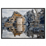 Teemantmaal T&auml;histaevas Inkrusteeritud metsamajake Ristpistes v&auml;&auml;riskivililled maalitud 20X30CM punane