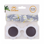 2 tk / komplekt lilleprintidega beebi peapael + &uuml;mmargune p&auml;ikeseprillide komplekt v&auml;listingimustes kasutamiseks m&otilde;eldud laste peakatted mere&auml;&auml;rsed p&auml;ikeseprillid vasts&uuml;ndinu kikilipsuga peakatted