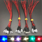 10tk/partii DC 12V LED-dioodid 20cm eeljuhtmega 5mm LED-lambipirn Eeljuhtmega kiirdioodid meisterdamiseks kodukaunistuseks neli v&auml;rvi 3mm