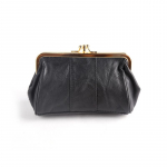 Uus mood naiste rahakott Ehtsast nahast rahakott Naiste m&uuml;ndirahakott Naise vahetusk&auml;ekott Metallist kangi avatav rahakott must