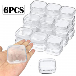 6 tk Mini l&auml;bipaistev ruudukujuline hoiukarp plastikust k&otilde;rvar&otilde;ngad ehete pakend s&auml;ilituskarp V&auml;ike kandiline karbi ehete korraldaja 3.5X3.5x3.5cm