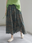 Johnature Naiste Vintage Print lillelised ramjee seelikud elastne v&ouml;&ouml;koht suvised lahtised pehmed kvaliteetsed naiste seelikud One Size sinine