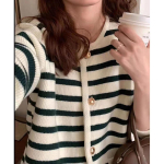 Hirsionsan avara O-kaelusega &uuml;herealine naiste kampsun, vintage triibuline pehme kootud kampsun naiste s&uuml;gis vabaaja elegantsed trendikad topid One Size must