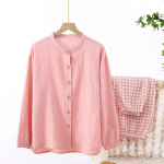 Kevad-s&uuml;gis puhas puuvillane Jaapani ruuduline naiste pidžaama komplekt 100% puuvillane pikkade varrukatega p&uuml;ksid kaheosaline lihtne kodukandmise komplekt M heleroheline v&auml;rv