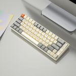 VAORLO 65 klahvi kolme režiimiga juhtmevaba mehaaniline klaviatuur Bluetooth 5.0 Connect Type-C Wied 2.4G USB 0 latentsusaeg m&auml;nguga &uuml;hilduva Windows IOS jaoks valge