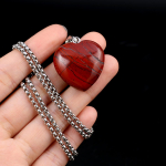 1 tk Naturaalsest kivist kaelakee Ripats S&uuml;damekujuline Kristall Amet&uuml;st Ahhaat Opaal Roostevabast Terasest Kett Kaelakeed Naiste Ehted 30x30x10 Mm 1Pcs/Redstone