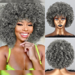 LISI HAIR Afro Kinky lokkis parukad tukkidega S&uuml;nteetilised parukad looduslikele juustele H&otilde;behall parukas Cosplay kuumakindel kiust kohev parukas 25CM