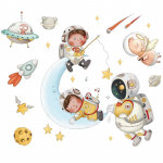Travel Sky Cradle astronauti seinakleebis Lastetoa lasteaia klassiruumi kaunistus raketi seina kleebis