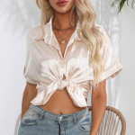 Suvised l&uuml;hikeste varrukatega siids&auml;rgid, naiste 2023. aasta elegantne n&ouml;&ouml;biga satiinpluus, lahtine kontorinaiste topid Blusas vabaajas&auml;rk 26103 S