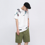 IELGY T-s&auml;rk vaba vabaaja &uuml;mmarguse kaelusega T&auml;iesti sobiv alumine s&auml;rk Graffiti l&uuml;hikeste varrukatega Splash Ink Jaapani S valge