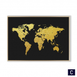 Kuldne maailmakaart Plakat Prindikontori sisustus Moodne minimalism elutuppa Kodu Sein Kunst Pilt Maailmakaart L&otilde;uendimaal 20cm&times;40cm NoFrame