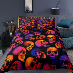 3D Skull Head seeria voodipesukomplekt &otilde;udusmustriga tekikatte ja padjap&uuml;&uuml;riga 2/3 t&uuml;kki AU/EL/DE/US/UK t&auml;issuuruses Halloweeni kodukaunistus UK Single 135x200cm