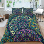 3D Bohemian tr&uuml;kitud voodipesu, &uuml;heinimesevoodi t&auml;issuuruses troopilise mustriga padjap&uuml;&uuml;r ja tekikate Mugav kodukaunistus UK Single 135x200cm