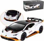 1:24 skaala sulamist survevaluauto mudel Lambo Huracan STO 2021 jaoks, tagasit&otilde;mmatavad s&otilde;idukid, mudelautod, valguse ja heliga m&auml;nguasi lastele t&auml;iskasvanutele 1/24-21x8.5x5.5cm oranž/valge