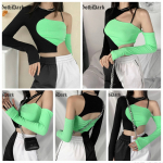 Goth Dark Y2k Punk Patchwork E-t&uuml;druku stiilis T-s&auml;rgid Gooti v&auml;rvi Blokeerivad Hip Hop Hollow Out Seljata &uuml;laosa Techwear t&auml;navar&otilde;ivad s