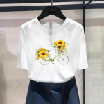 (Aasia suurus) Fashion Print Flower Sweet 90s Trend Armas graafiline T-s&auml;rk Naiste vabaaja T-riietus Vabaaja naiste suvine l&uuml;hikeste varrukatega T-s&auml;rk S