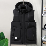 Meeste varrukateta vest kapuutsiga New Fashion Plus Size mantlid meestele Talvised paksud soojad Korea stiilis k&uuml;lmad jakid L must