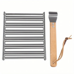 1 komplekt, eriti pika puidust k&auml;epidemega vorstirullgrill grillimiseks ja pidudeks &ndash; sobib suurep&auml;raselt vorstide, kuklite, hot dogide, rullide jaoks! BBQ Grill valge