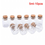 10 tk miniklaaspudelid korgikorgiga l&auml;bipaistva pudeliga pulmakaunistusega 15ml-10pcs