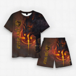 Lion Animal muster T-s&auml;rk Suvine T-s&auml;rgi ja l&uuml;hikeste p&uuml;kste komplekt Lihtne lahtine 3D-tr&uuml;kiga kaelus l&uuml;hikeste varrukatega Asian size S