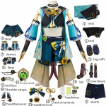 Genshin Impact Kirara Cosplay kost&uuml;&uuml;m Kirara komplektid seelik l&uuml;hikesed p&uuml;ksid mantel vest peakate saba Parukas Naiste vormiriietus uhke pidu XXL