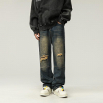 Meeste Y2K rebenenud teksad Denim vabaaja laia s&auml;&auml;rega p&uuml;ksid Harajuku sirged p&uuml;ksid kottis teksad meestele Naiste t&auml;navar&otilde;ivad Korea riided M sinine