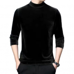 Meeste s&uuml;giskevadine topp &otilde;huke poolk&otilde;rge krae &uuml;hev&auml;rviline soe pehme vabaaja pikkade varrukatega samet elastne pullover Slim Fit T-s&auml;rk meeste riided 2XL must