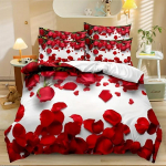3D romantiline roosiga voodipesukomplekt naiste suletekk ja padjap&uuml;&uuml;r 2/3 tk t&uuml;drukute teismeliste tekikate DE135 * 200 t&auml;issuuruses lillemustriga kate US King 228x264cm