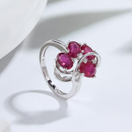 Kerge luksusliku disainiga naturaalse t&auml;idisega rubiins&otilde;rmus S925 h&otilde;bedane elegantne naiste ehted aastap&auml;evaks ja kihluskingitus US RING SIZE:6# punane