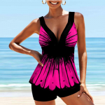 Naiste &otilde;lapaeltega ujumistrikoo Sinine liblikas lillemustriga bikiinid Tankini ujumistrikoo S sinine