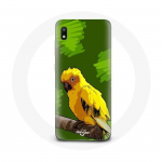 Rohelise taustaga &uuml;mbris Samsung Galaxy A10 Yellow Parakeet Birds jaoks