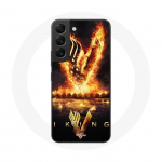 &Uuml;mbris Samsung Galaxy S22 Vikings Series 6. hooaja logo V tulem&otilde;&otilde;ga mustal taustal