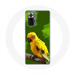 Coque pour Xiaomi Redmi Note 10 Pro Oiseaux de Perruches jaune Fond Vert