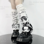 Karp Tr&uuml;kitud punk ni&scaron;&scaron; isikup&auml;rastatud retuusid sokid sukad suvine gooti mood naiste reie k&otilde;rged sokid valge