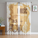 Muusika Vanaaegne Taust T&uuml;llkardinad Elutuppa Magamistuppa Akna &Otilde;hukesed Kardinad K&ouml;&ouml;ki R&otilde;dule Voile Kardinad 135W x 160H(cm)x2