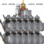 13tk/komplekt Keskaegsete r&uuml;&uuml;tlite r&uuml;hma s&otilde;jav&auml;es&otilde;durite kuju ehitusplokk, harivad m&auml;nguasjad lastele KT1073