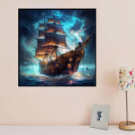 DIY Teemantmaaling Purjepaadiga s&otilde;itmine tuule ja lainetega Ristpistekomplekt Mosaiikkunst Teemantmaal T&auml;isringi/ruudukujuline teemant Kodukaunistus Round 25x25cm