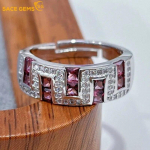 SACE GEMS 925 Sterling H&otilde;be Sertifitseeritud 2,5*2,5MM Looduslik Granaat S&otilde;rmused Naistele Kihlumine Kokteilipidu Peened Ehted Kingitus Open punane