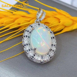 SACE GEMS 925 Sterling Silver sertifitseeritud 10*14MM naturaalsest opaalist ripatsiga kaelakee naistele kokteilipeo peened ehted valge