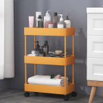 3-kihiline kitsa vahega hoiurest &Otilde;huke ratask&auml;ruga hoiuk&auml;ru K&ouml;&ouml;k Vannitoa riiulid Korraldaja mobiilne riiul 3 layers kollane