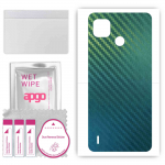 apgo Protective Skin Sticker for the back compatible with Tecno Pop 4, Wrap Film, Foil, Vinyl - Pattern Carbon Chameleon CAKA1