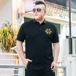 Trendikas Fat Man meeste suures suuruses rev&auml;&auml;r L&uuml;hikeste varrukatega T-s&auml;rk Fat Man Moodne &auml;riline vabaaja kaelusega T-s&auml;rk polos&auml;rk 2XL must