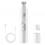 Electric Dog Nail Grinder with Polisher Wheel LED Light Pet Nail Clipper USB Rechargeable 2-Speed Pet Nail Trimmers for Cat Dog valge