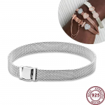 Kuumalt m&uuml;&uuml;v S925 h&otilde;bedast Reflexions seeria punutud v&otilde;rk originaal naiste logoga mitmekordse ahelaga kellav&otilde;ru pulmadeks DIY v&otilde;lu ehted 18CM