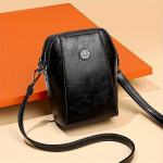 Retro mini Crossbody kott, metallist dekooriga mobiiltelefonikott, mitmekihiline &otilde;lakott naistele 14*6*18cm must