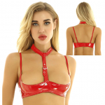 Naiste lakknahast juhtmevaba rinnahoidja, reguleeritav Push Up rinnahoidja topid Naiste seljata bralette pesu XL punane