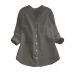 Naiste kevad-s&uuml;gis &uuml;hev&auml;rvilisest kangast V-kaelusega, vabalt istuv hingav s&auml;rk, pikad varrukad, &uuml;herealine vabaaja topp 3XL kollane