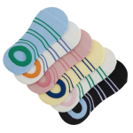 6 paari naiste uued suvised paadi sokid v&auml;rvilised triibulised disainiga hingavus, higi imav vabaaja libisemisvastane n&auml;htamatu puuvillane sokk EUR35-40 mitmev&auml;rviline